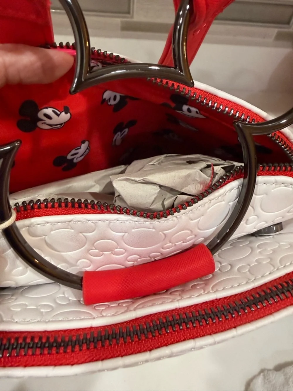 Loungefly Disney Mickey Mouse Embossed with Figural Handle Mini Backpack 🆕🆕🆕 - Picture 10 of 13